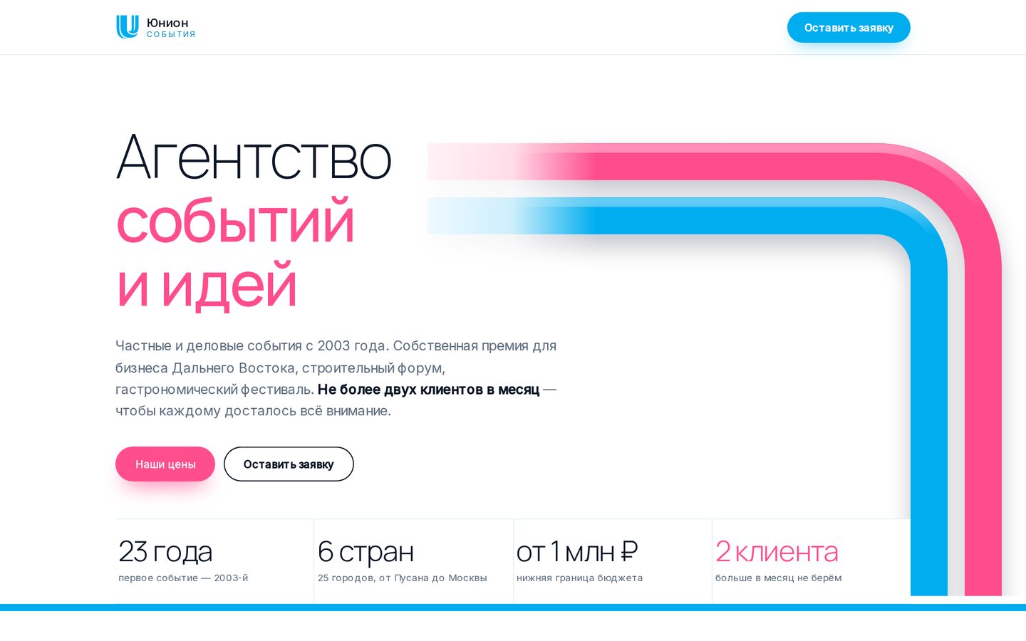Сайт проекта «Юнион События»